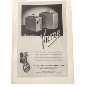 Vintage 1947 Victor Animatograph Corporation Ad Advertisement